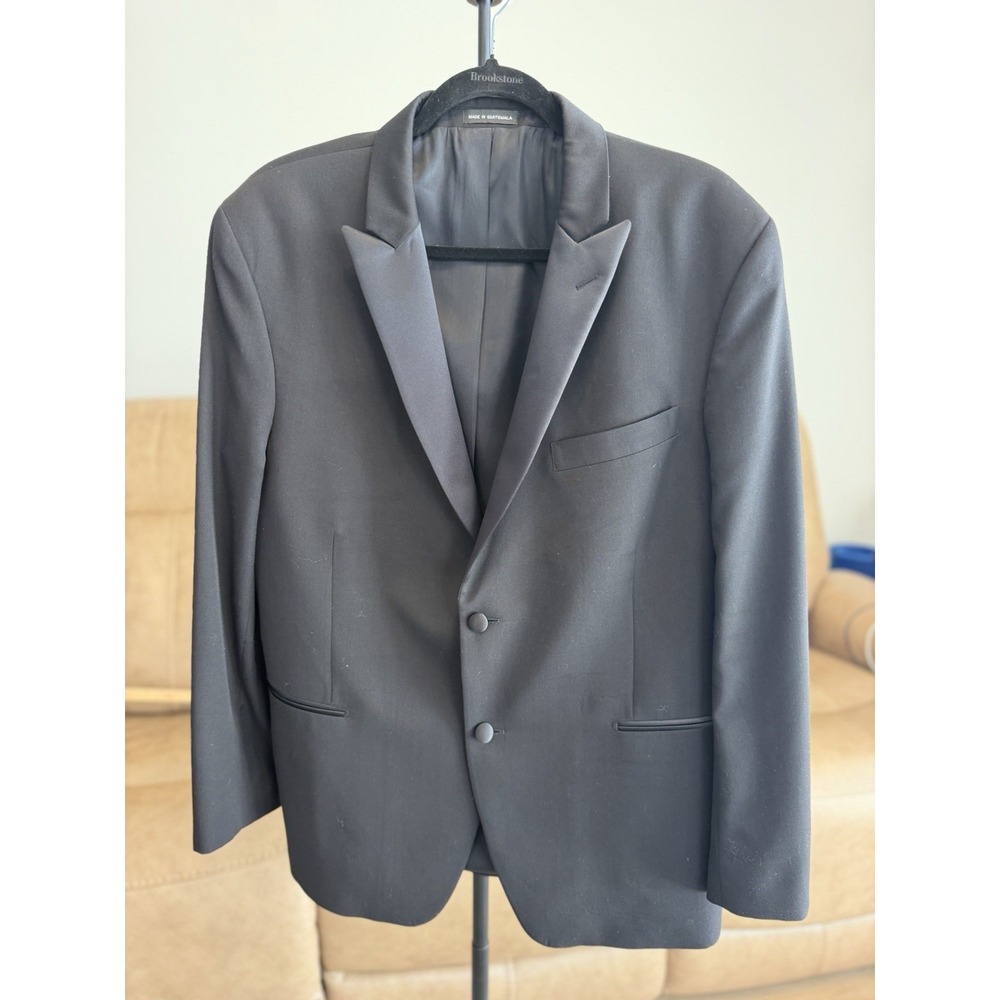Ike Behar Evening Black Wool Tuxedo Jacket 44R Satin Peak Lapel Formal
